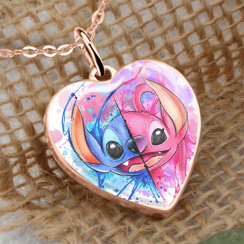 Personalized Heart Pendant Necklace Custom Couple Gift for Disney Fans