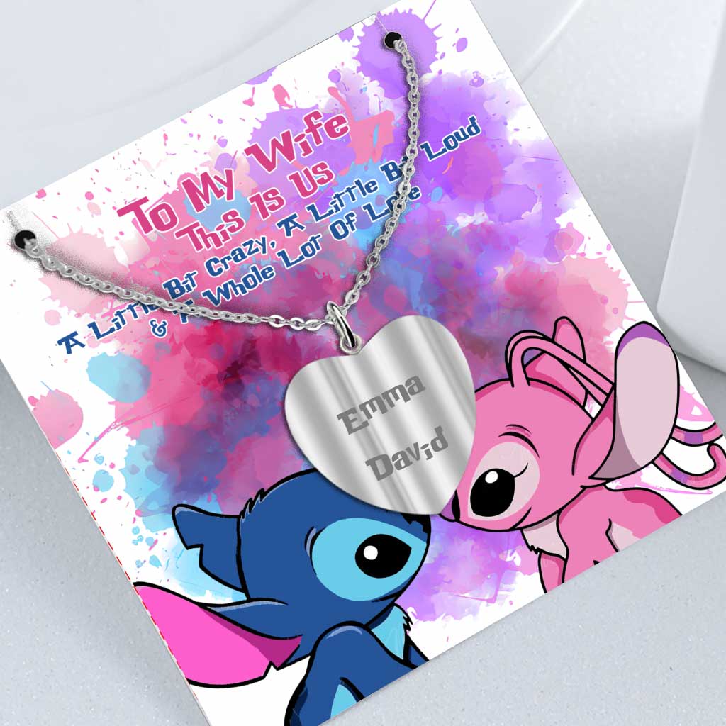Personalized Heart Pendant Necklace Custom Couple Gift for Disney Fans