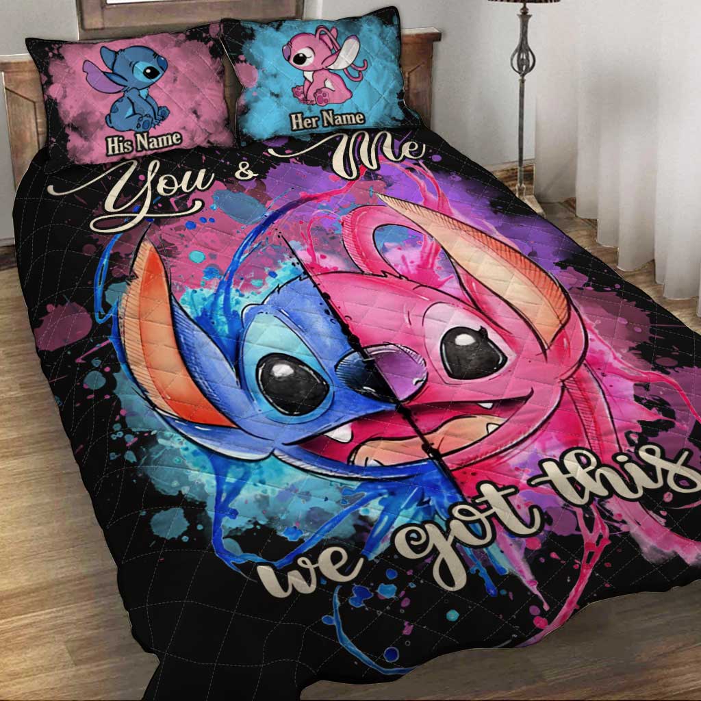 Personalized Ohana Quilt Set Custom Names for Couples Gift