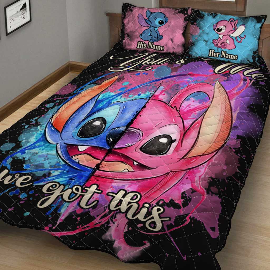 Personalized Ohana Quilt Set Custom Names for Couples Gift