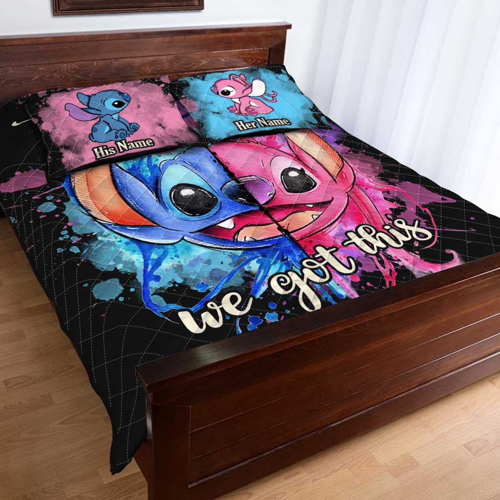 Personalized Ohana Quilt Set Custom Names for Couples Gift