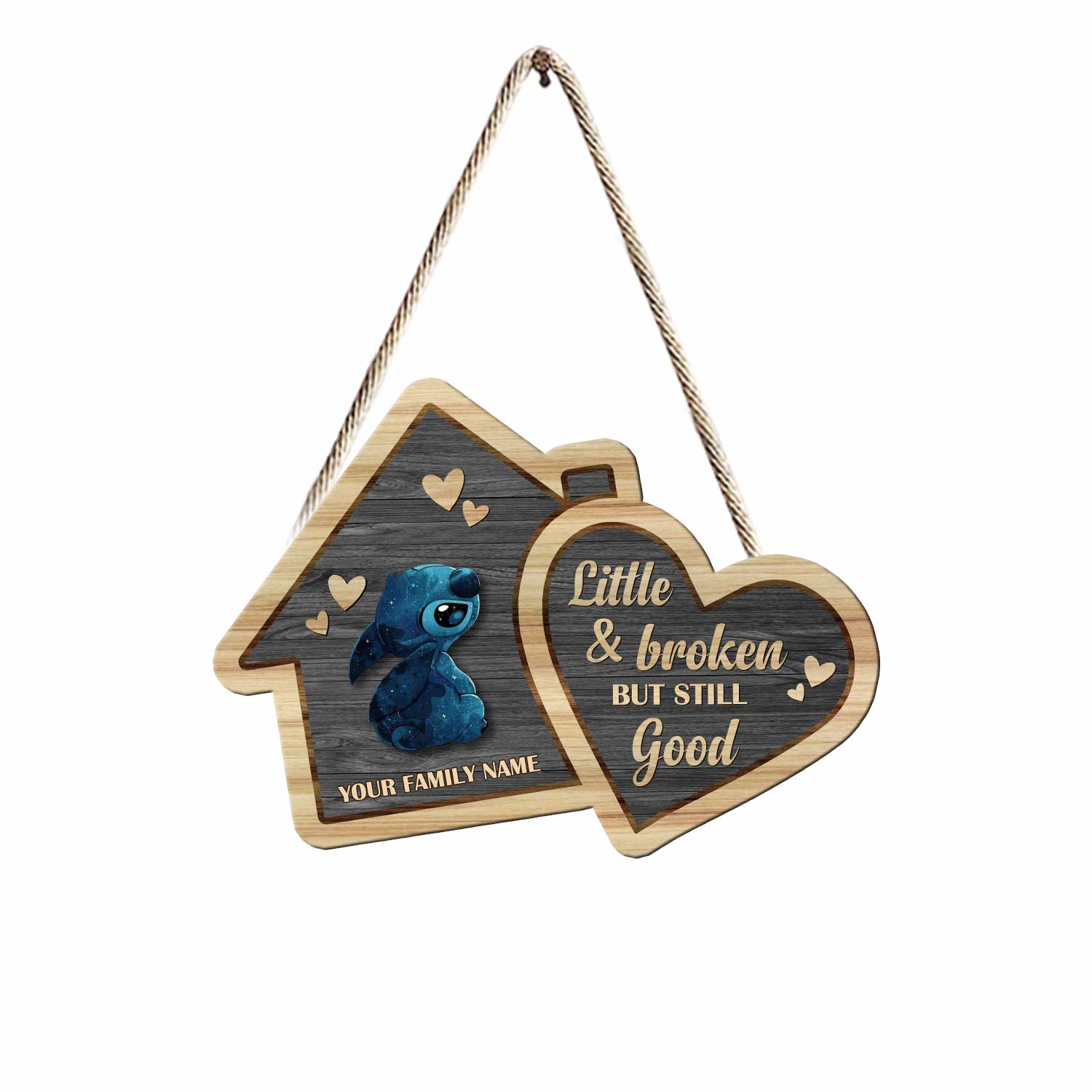 Personalized Family Wood Sign Little & Broken Home Decor Gift