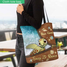 Load image into Gallery viewer, Personalized Turtle Tote Bag Custom Name Salty Lil' Beach Gift
