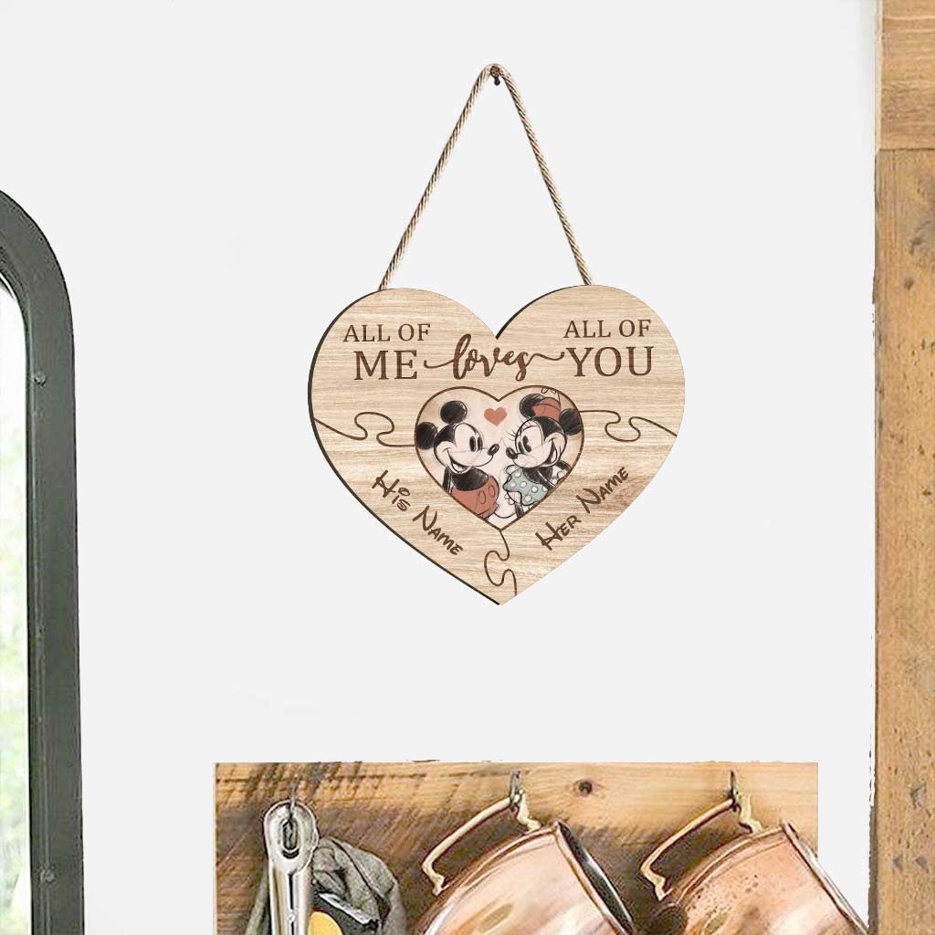 Personalized Heart-Shaped Wood Sign Custom Names Romantic Gift