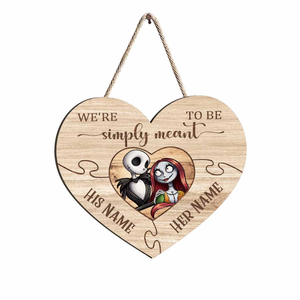Personalized Puzzle Heart Wood Sign Custom Names Gift for Couple