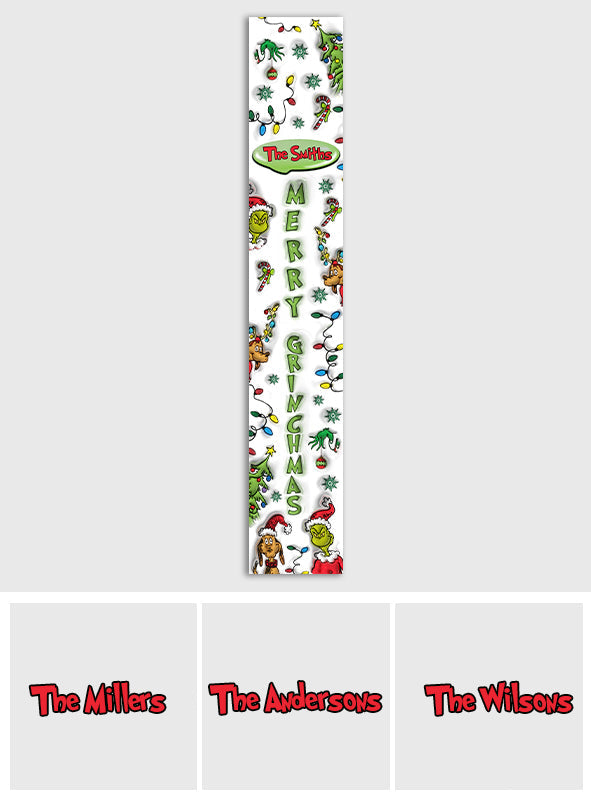 Personalized Merry Grinchmas Table Runner Holiday Decor Gift