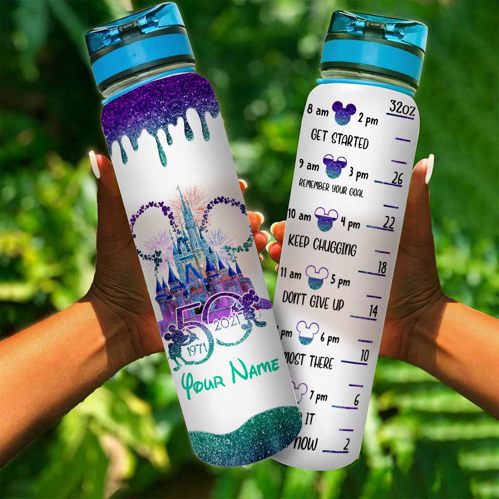 Personalized Water Tracker Bottle Custom Name 50th Birthday Gift