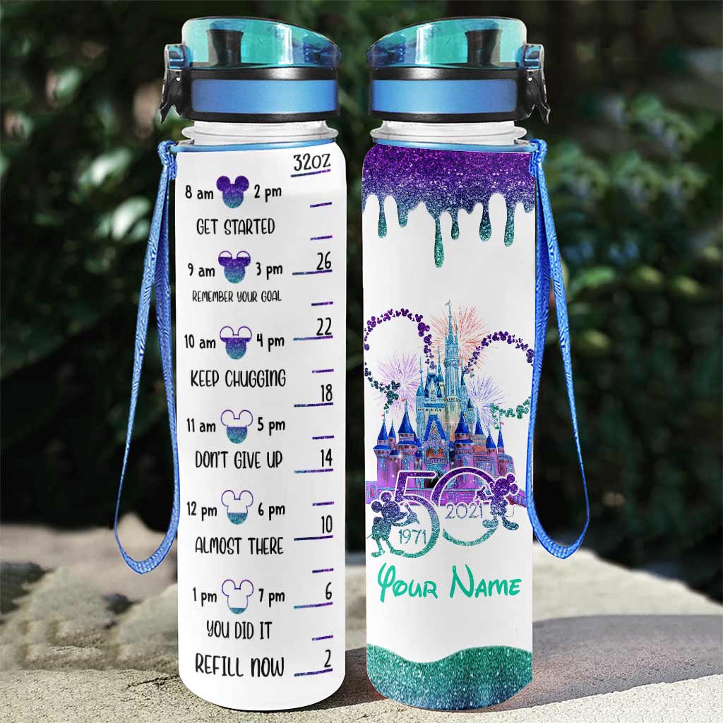 Personalized Water Tracker Bottle Custom Name 50th Birthday Gift
