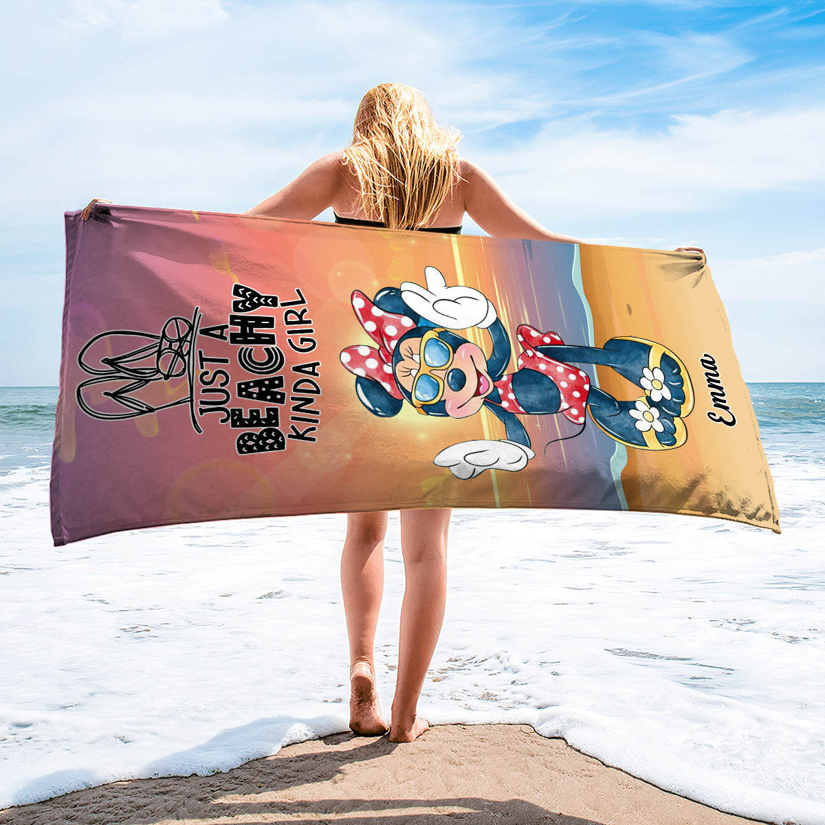 Personalized Beach Towel Just A Beachy Kinda Girl Gift for Her