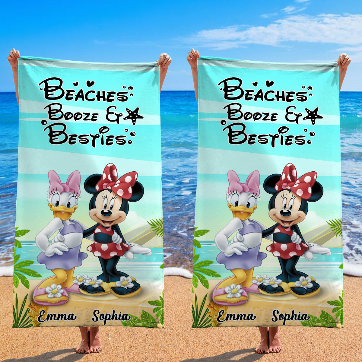 Personalized Mouse Beach Towel Custom Name Gift for Besties