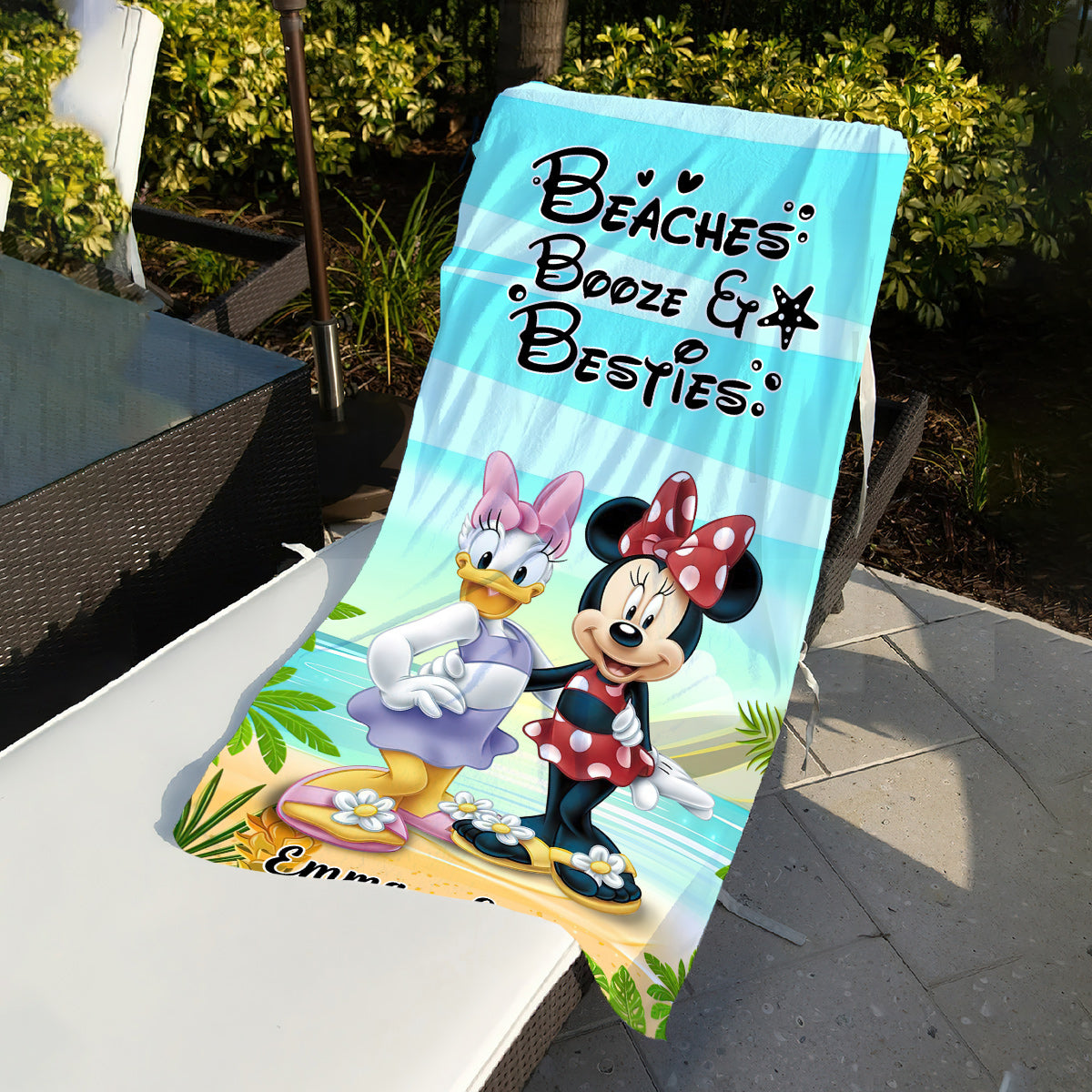 Personalized Mouse Beach Towel Custom Name Gift for Besties