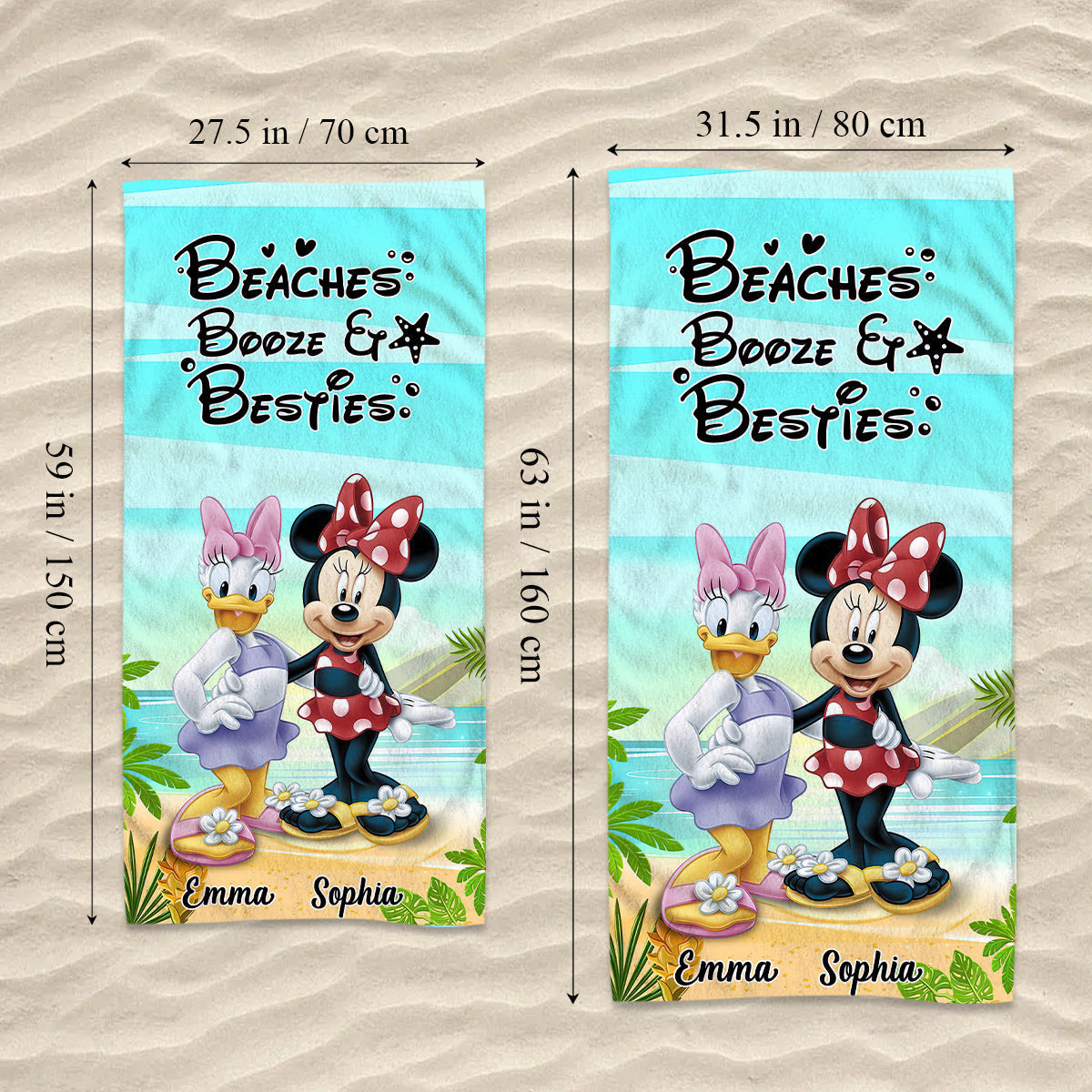 Personalized Mouse Beach Towel Custom Name Gift for Besties