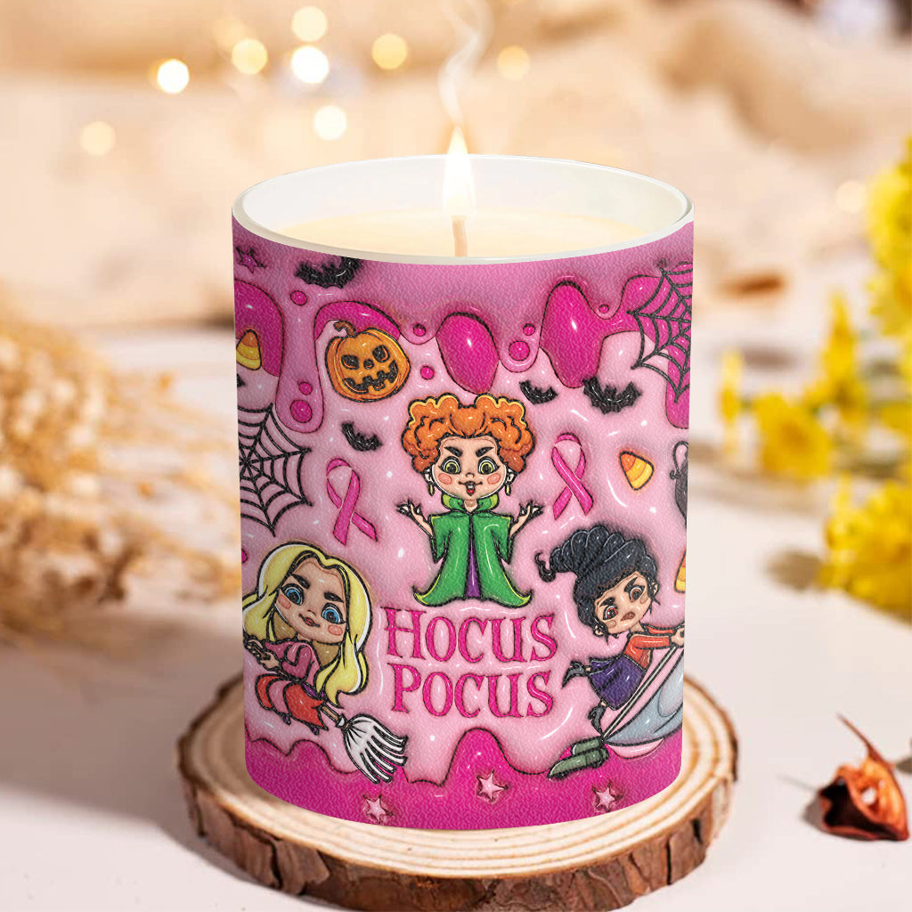 Personalized Breast Cancer Awareness Candle with Wooden Lid | Custom Name Gift