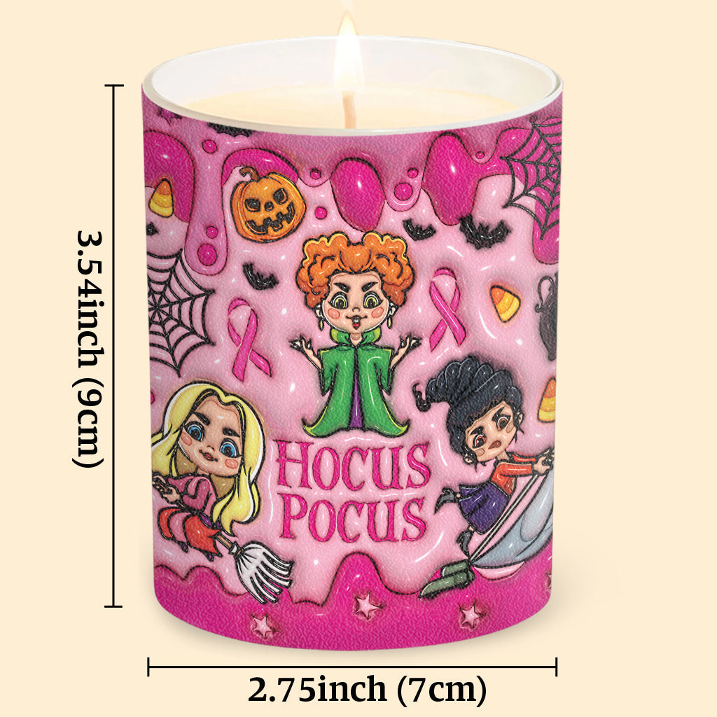 Personalized Breast Cancer Awareness Candle with Wooden Lid | Custom Name Gift
