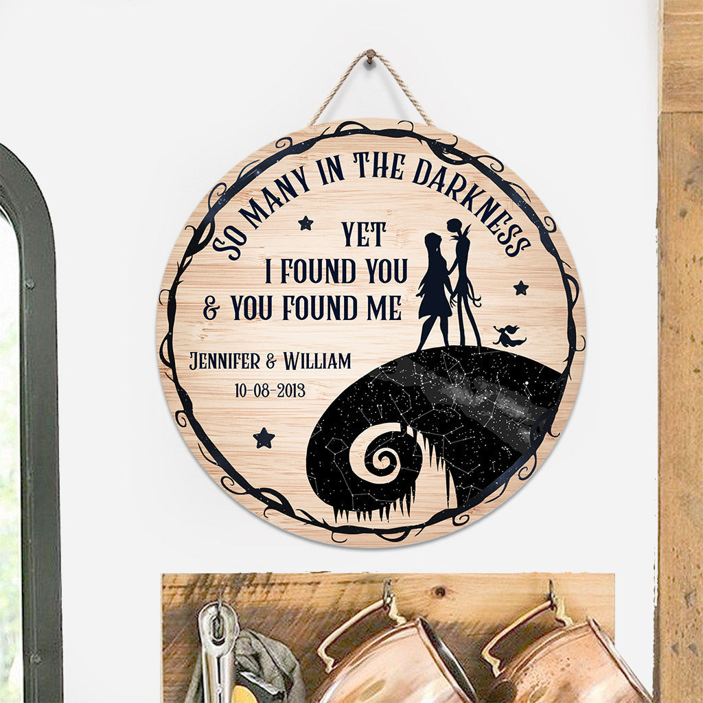Personalized Round Wood Sign with Couple's Names for Home Decor