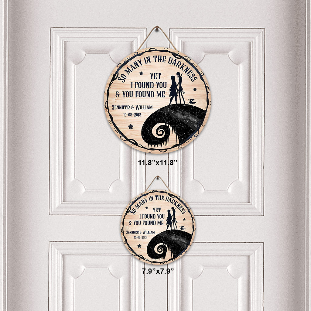 Personalized Round Wood Sign with Couple's Names for Home Decor