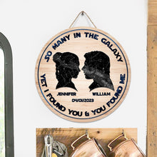 Load image into Gallery viewer, Personalized Round Wood Sign Custom Name Galaxy Art Gift
