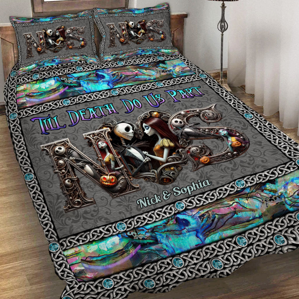 Personalized Till Death Do Us Part Quilt Set for Couples Halloween Wedding Gift