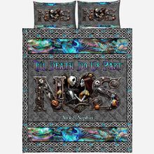 Load image into Gallery viewer, Personalized Till Death Do Us Part Quilt Set for Couples Halloween Wedding Gift
