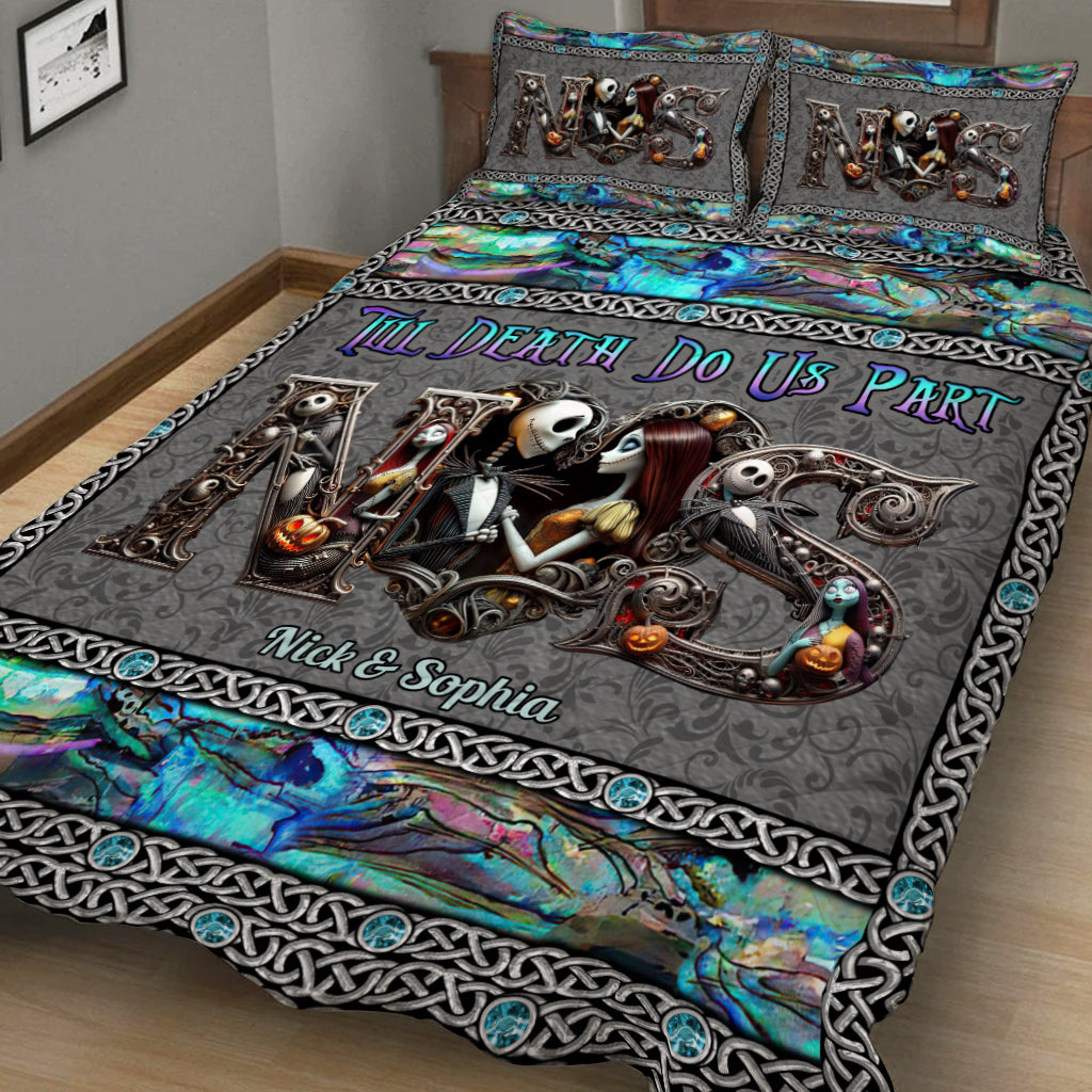 Personalized Till Death Do Us Part Quilt Set for Couples Halloween Wedding Gift