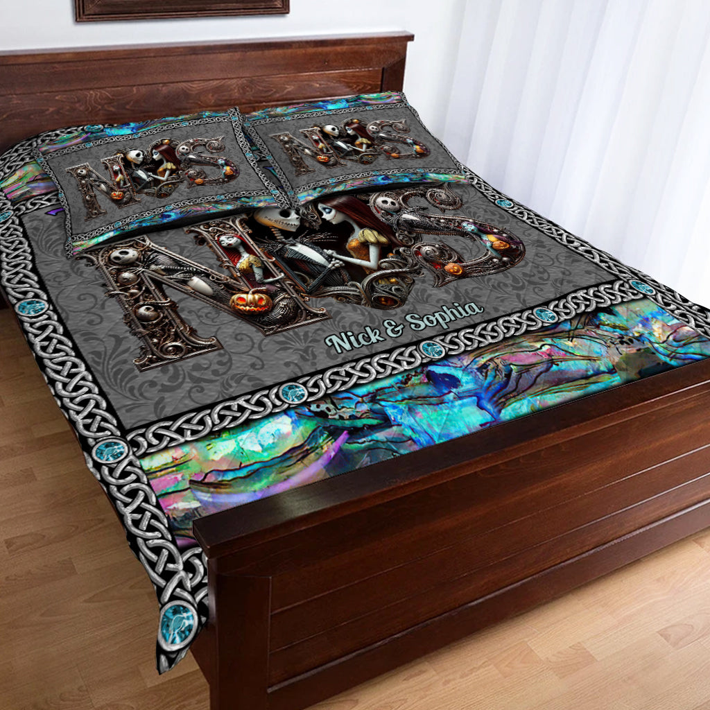 Personalized Till Death Do Us Part Quilt Set for Couples Halloween Wedding Gift
