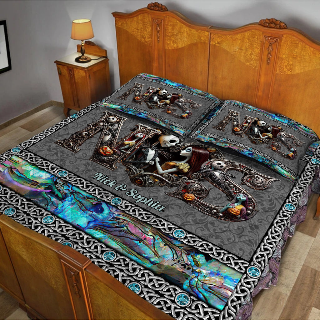 Personalized Till Death Do Us Part Quilt Set for Couples Halloween Wedding Gift