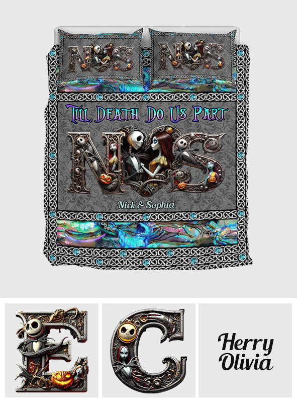 Personalized Till Death Do Us Part Quilt Set for Couples Halloween Wedding Gift