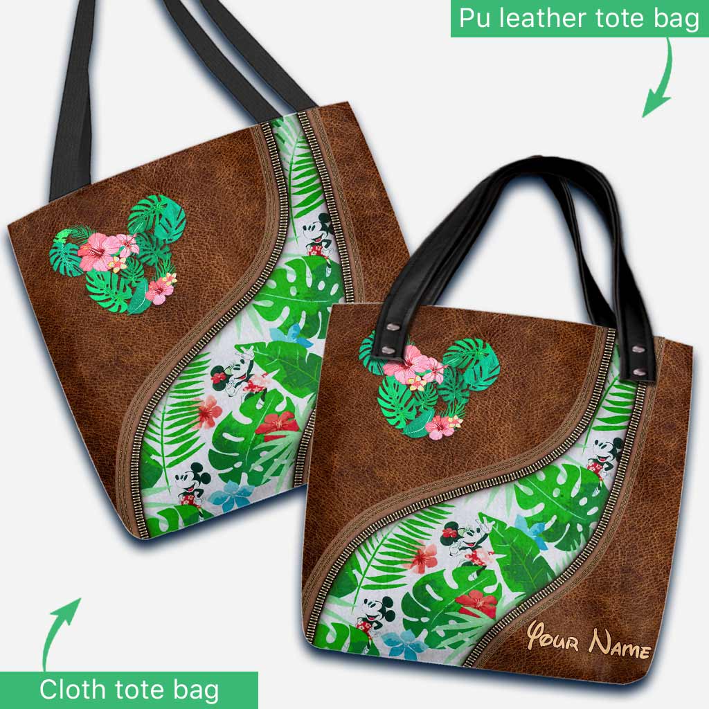 Personalized Tropical Mouse Ears Tote Bag Custom Name Gift