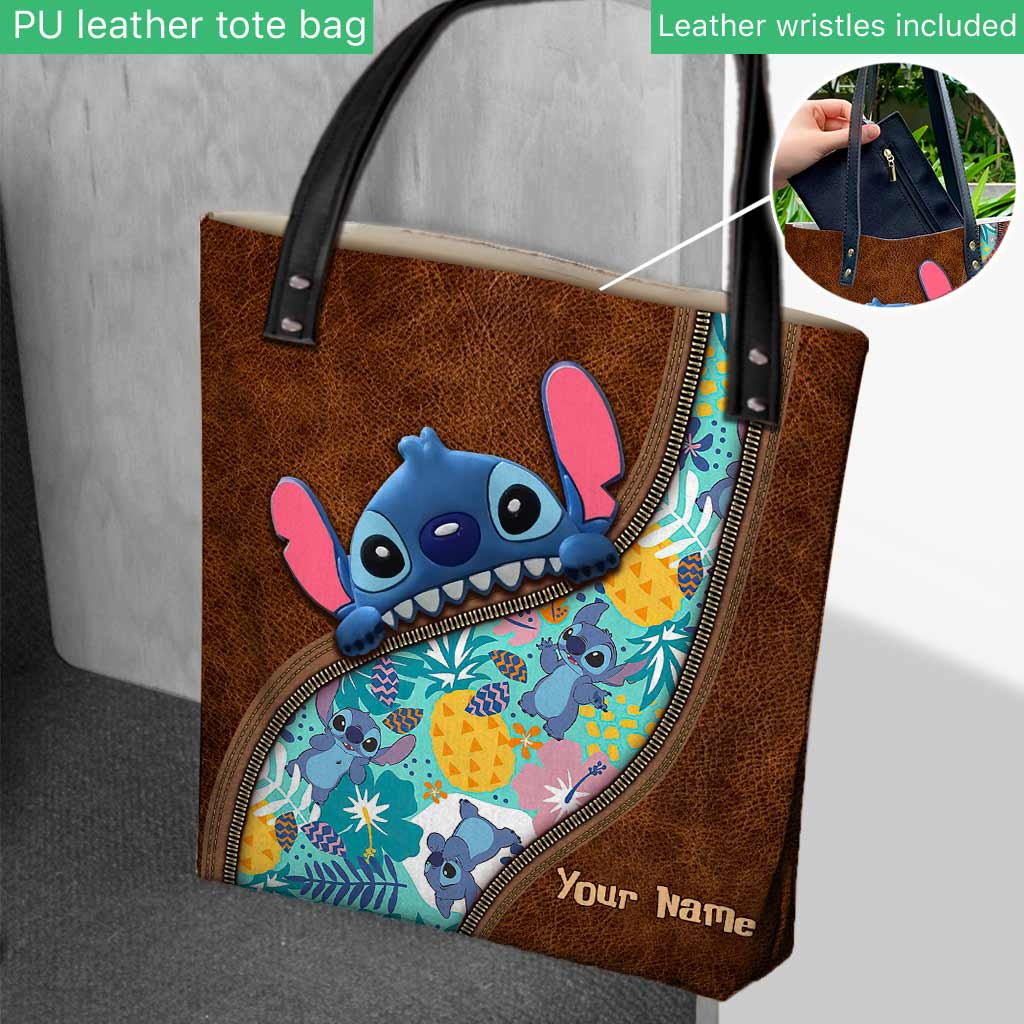 Personalized Ohana Tote Bag Custom Name Tropical Design