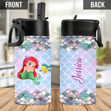 Load image into Gallery viewer, Personalized Little Mermaid Kids Water Bottle with Name
