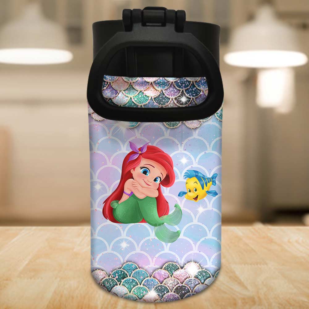 Personalized Little Mermaid Kids Water Bottle with Name