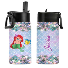 Load image into Gallery viewer, Personalized Little Mermaid Kids Water Bottle with Name
