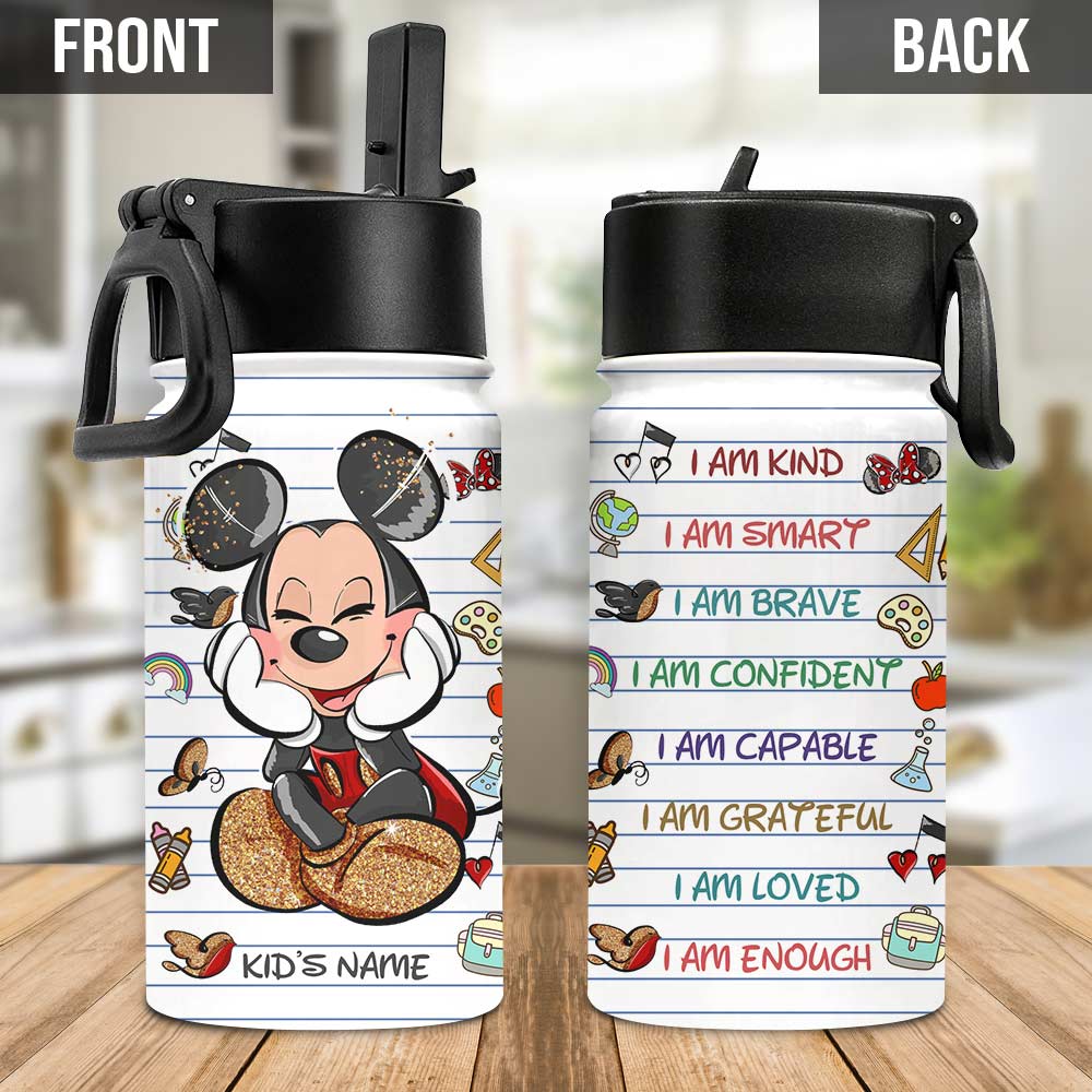 Personalized Kids Water Bottle with Name and Motivational Designs