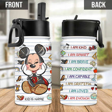 Load image into Gallery viewer, Personalized Kids Water Bottle with Name and Motivational Designs
