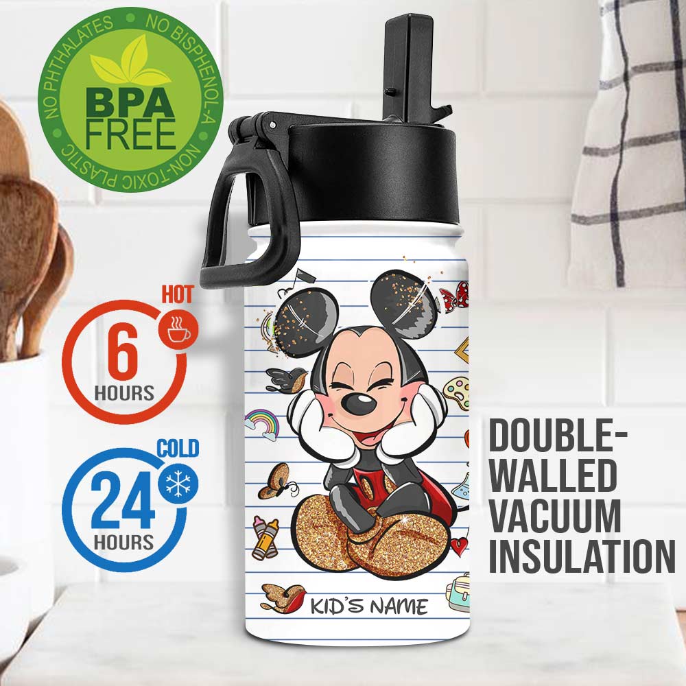 Personalized Kids Water Bottle with Name and Motivational Designs