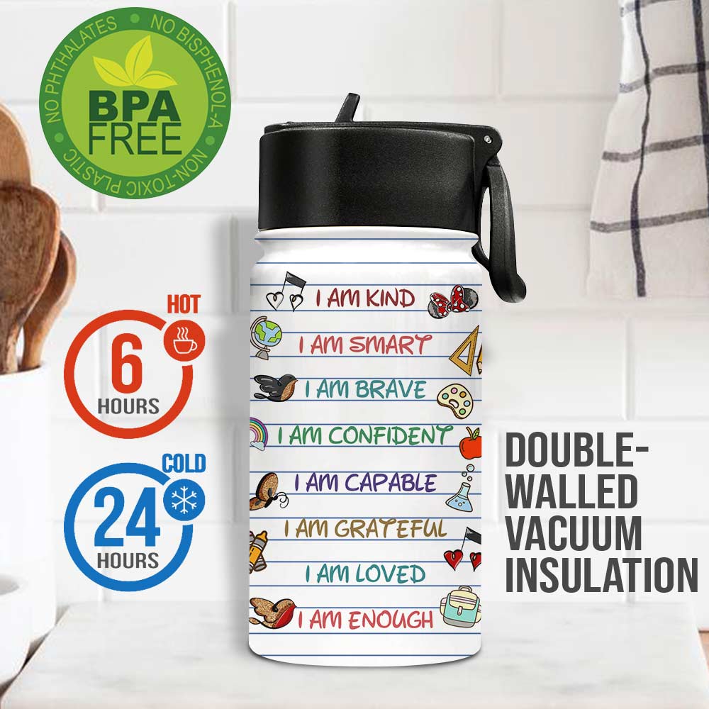 Personalized Kids Water Bottle with Name and Motivational Designs