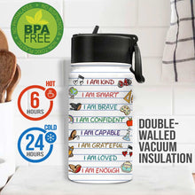 Load image into Gallery viewer, Personalized Kids Water Bottle with Name and Motivational Designs
