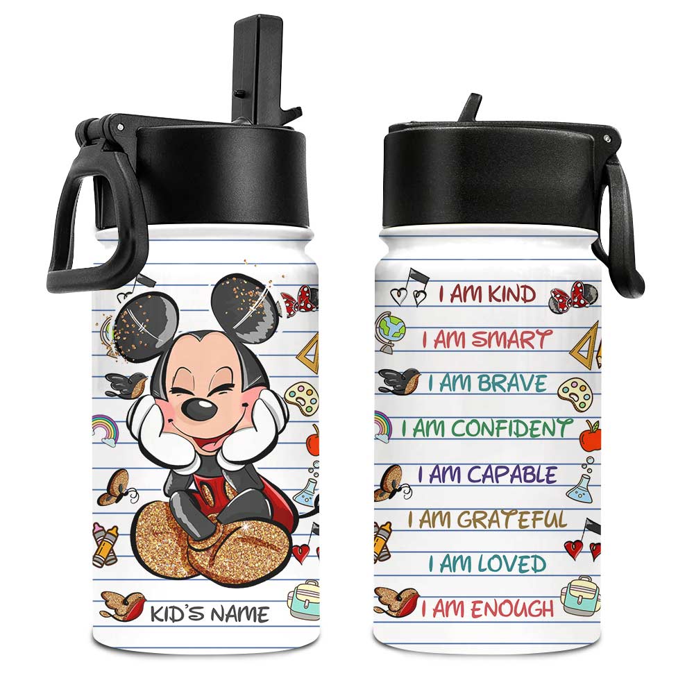 Personalized Kids Water Bottle with Name and Motivational Designs