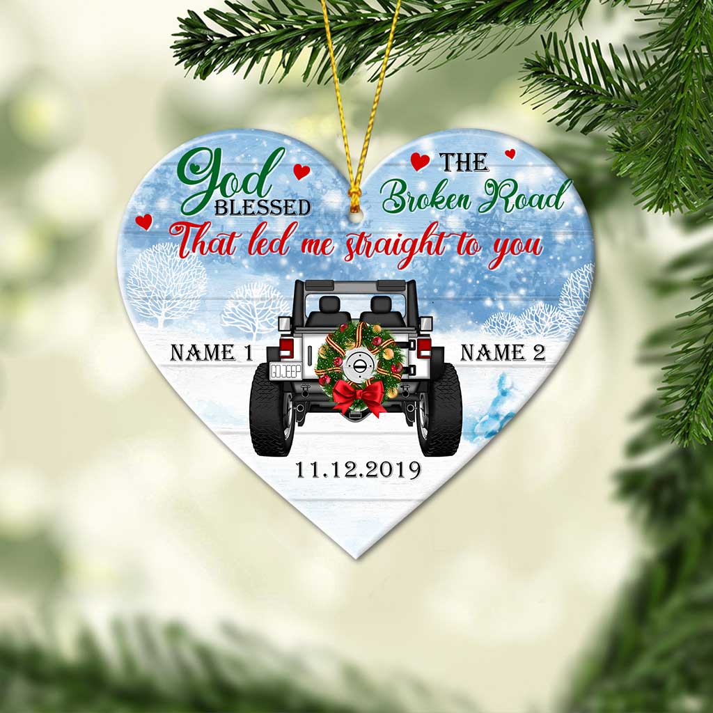 Personalized Heart-Shaped Christmas Ornament Custom Names Gift