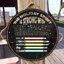 Load image into Gallery viewer, Personalized Christmas Family Round Wood Sign Custom Name Gift
