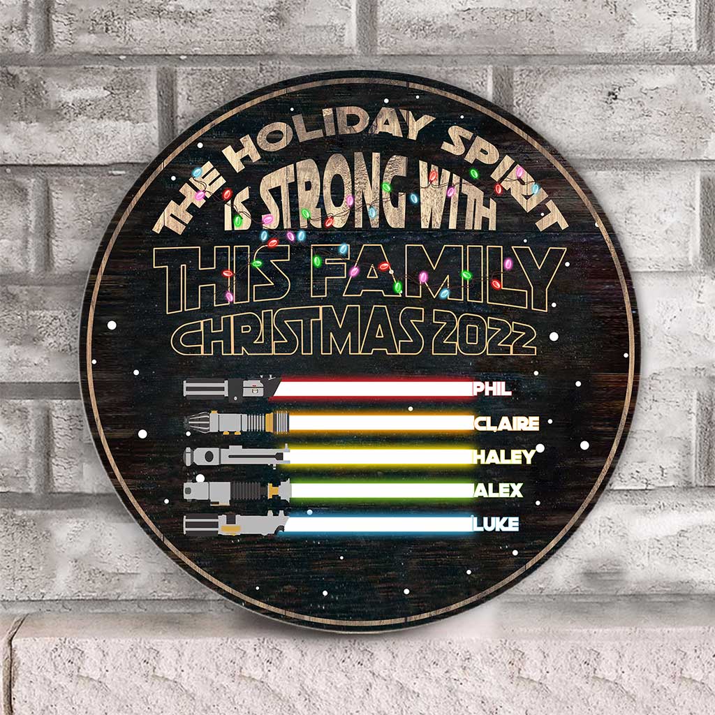 Personalized Christmas Family Round Wood Sign Custom Name Gift