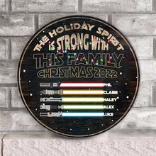 Load image into Gallery viewer, Personalized Christmas Family Round Wood Sign Custom Name Gift
