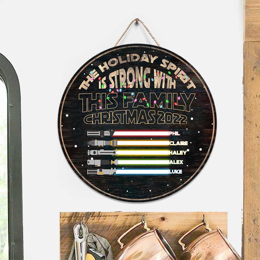 Personalized Christmas Family Round Wood Sign Custom Name Gift
