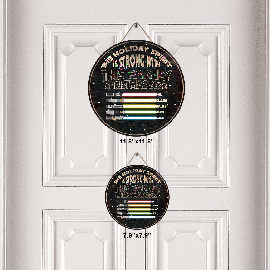 Personalized Christmas Family Round Wood Sign Custom Name Gift