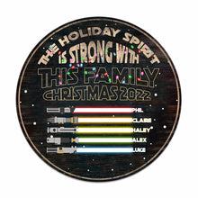Load image into Gallery viewer, Personalized Christmas Family Round Wood Sign Custom Name Gift
