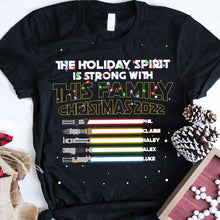 Load image into Gallery viewer, Personalized Christmas Family T-Shirt with Holiday Spirit Design
