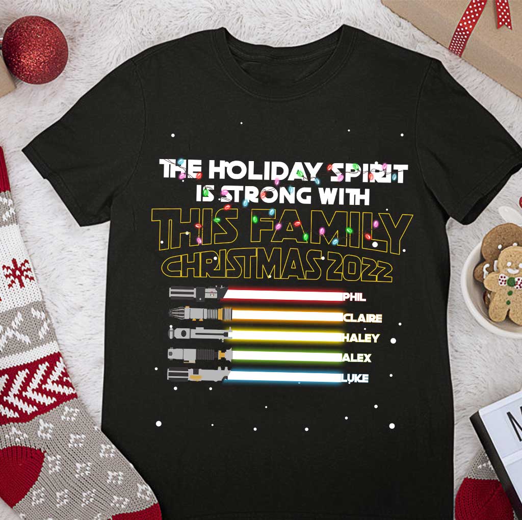 Personalized Christmas Family T-Shirt with Holiday Spirit Design