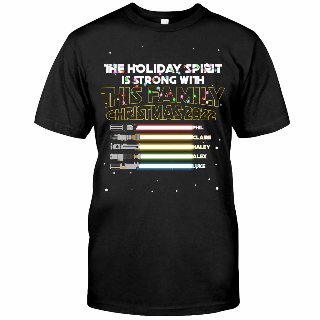 Personalized Christmas Family T-Shirt with Holiday Spirit Design