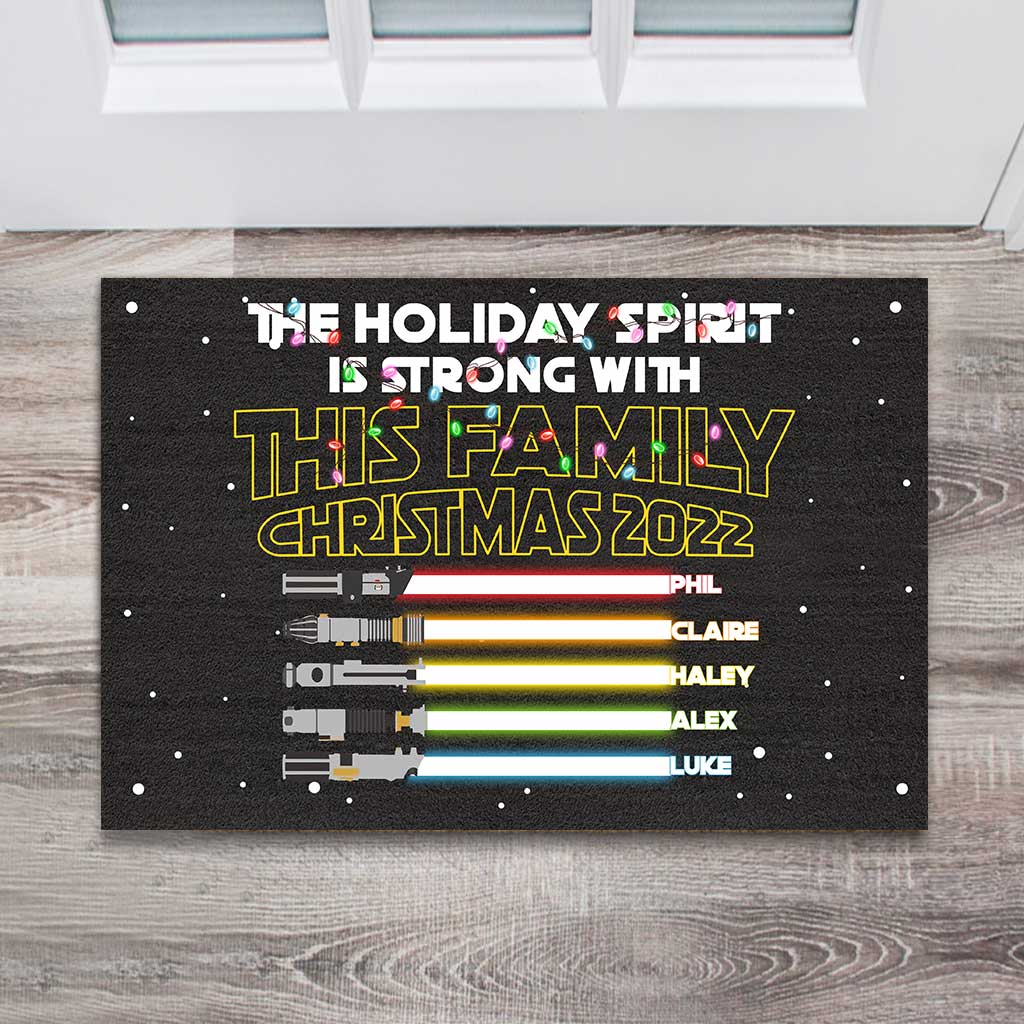 Personalized Christmas Family Doormat Custom Name Holiday Gift