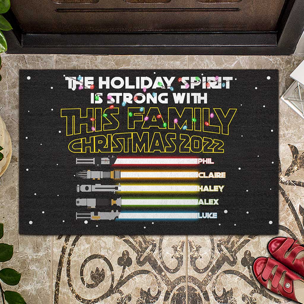 Personalized Christmas Family Doormat Custom Name Holiday Gift